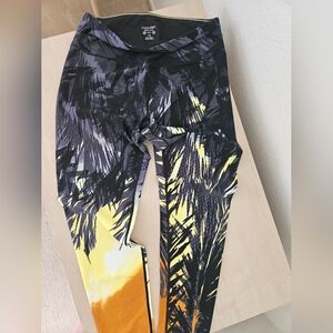 Calvin Klein Black and Yellow Abstract Leggings